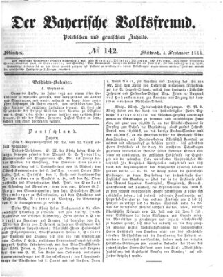 Der bayerische Volksfreund Mittwoch 4. September 1844