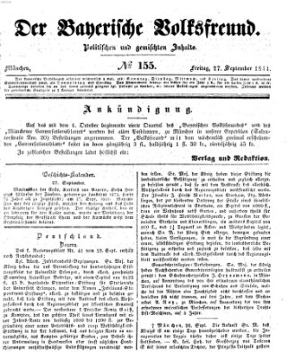 Der bayerische Volksfreund Freitag 27. September 1844