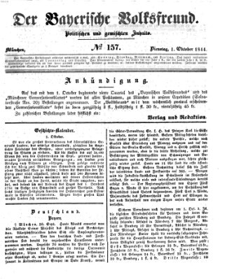 Der bayerische Volksfreund Dienstag 1. Oktober 1844