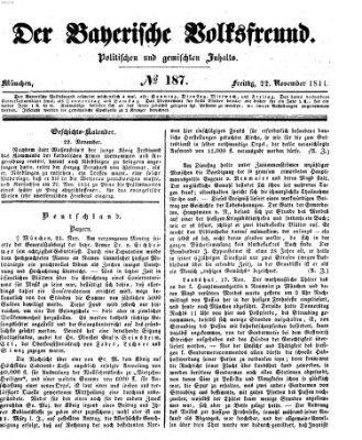 Der bayerische Volksfreund Freitag 22. November 1844