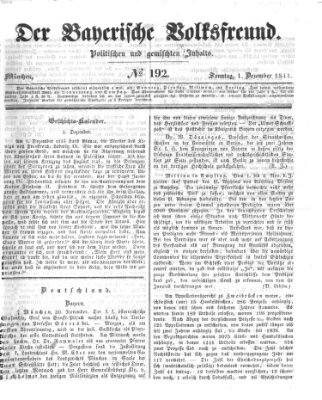 Der bayerische Volksfreund Sonntag 1. Dezember 1844