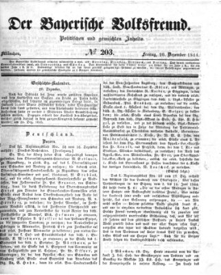 Der bayerische Volksfreund Freitag 20. Dezember 1844