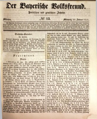 Der bayerische Volksfreund Mittwoch 22. Januar 1845