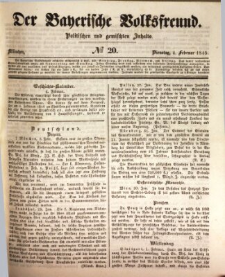 Der bayerische Volksfreund Dienstag 4. Februar 1845