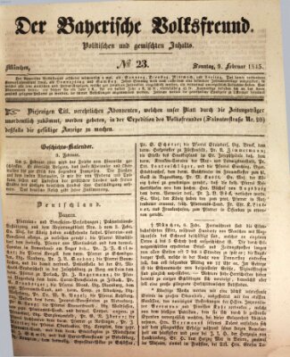 Der bayerische Volksfreund Sonntag 9. Februar 1845