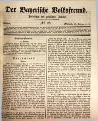 Der bayerische Volksfreund Mittwoch 12. Februar 1845