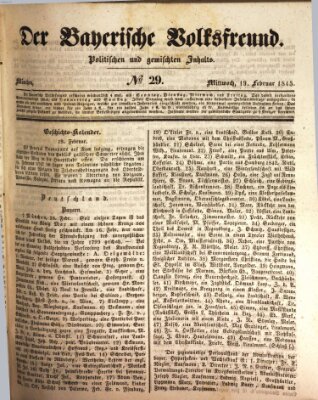 Der bayerische Volksfreund Mittwoch 19. Februar 1845