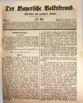 Der bayerische Volksfreund Freitag 21. Februar 1845