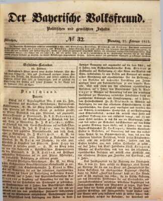 Der bayerische Volksfreund Dienstag 25. Februar 1845