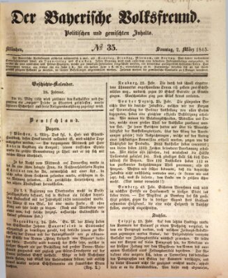 Der bayerische Volksfreund Sonntag 2. März 1845