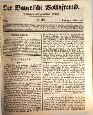 Der bayerische Volksfreund Sonntag 9. März 1845