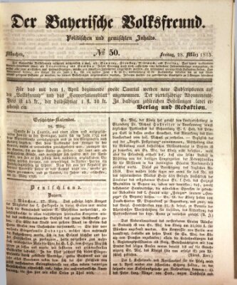 Der bayerische Volksfreund Freitag 28. März 1845