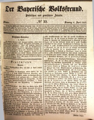 Der bayerische Volksfreund Sonntag 6. April 1845