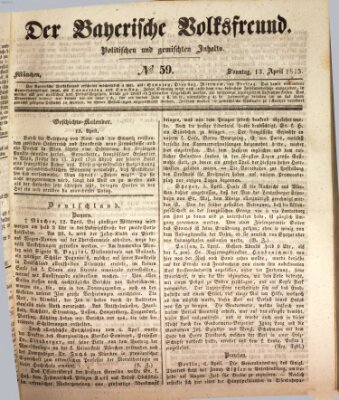 Der bayerische Volksfreund Sonntag 13. April 1845