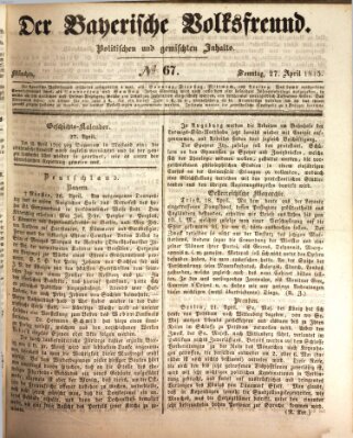 Der bayerische Volksfreund Sonntag 27. April 1845