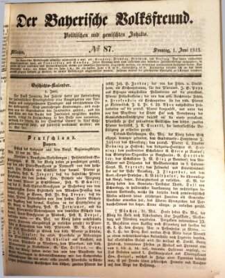 Der bayerische Volksfreund Sonntag 1. Juni 1845