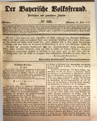 Der bayerische Volksfreund Mittwoch 25. Juni 1845