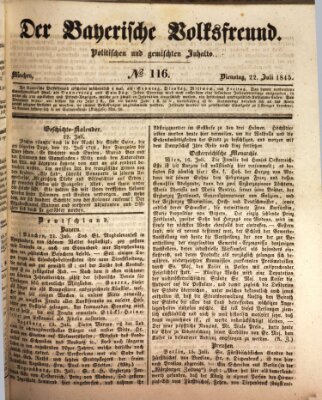 Der bayerische Volksfreund Dienstag 22. Juli 1845