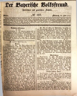 Der bayerische Volksfreund Mittwoch 23. Juli 1845