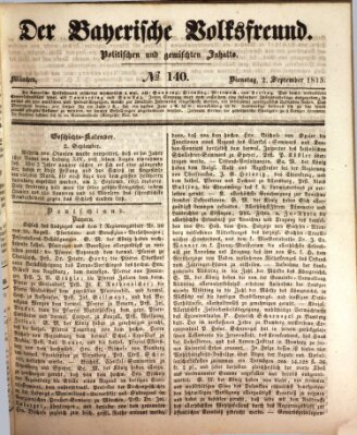 Der bayerische Volksfreund Dienstag 2. September 1845