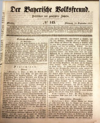 Der bayerische Volksfreund Mittwoch 10. September 1845