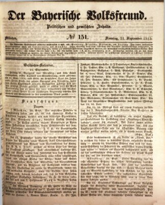 Der bayerische Volksfreund Sonntag 21. September 1845