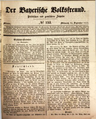 Der bayerische Volksfreund Mittwoch 24. September 1845