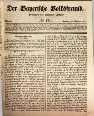 Der bayerische Volksfreund Sonntag 26. Oktober 1845