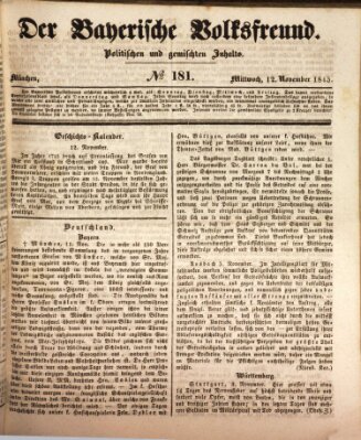 Der bayerische Volksfreund Mittwoch 12. November 1845