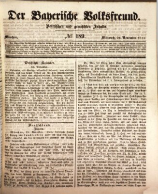 Der bayerische Volksfreund Mittwoch 26. November 1845