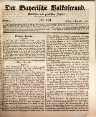 Der bayerische Volksfreund Freitag 5. Dezember 1845