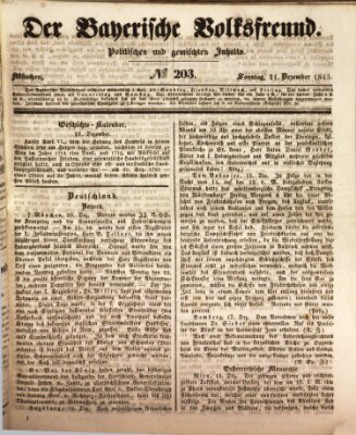 Der bayerische Volksfreund Sonntag 21. Dezember 1845