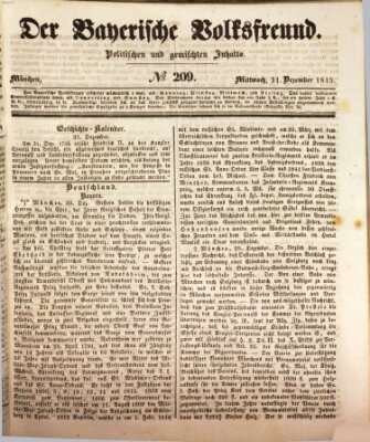 Der bayerische Volksfreund Mittwoch 31. Dezember 1845