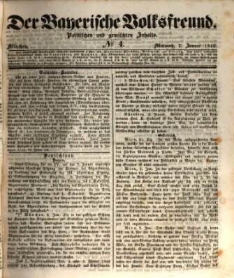 Der bayerische Volksfreund Mittwoch 7. Januar 1846