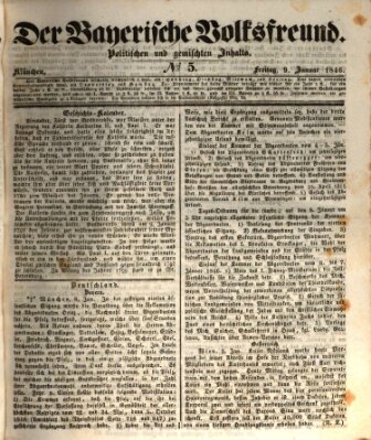 Der bayerische Volksfreund Freitag 9. Januar 1846