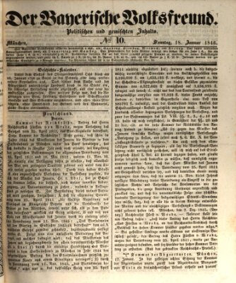 Der bayerische Volksfreund Sonntag 18. Januar 1846