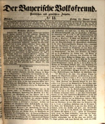 Der bayerische Volksfreund Freitag 23. Januar 1846