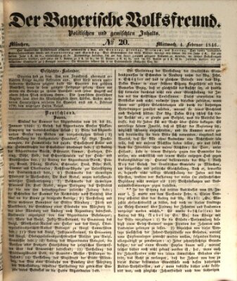 Der bayerische Volksfreund Mittwoch 4. Februar 1846