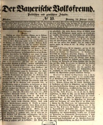 Der bayerische Volksfreund Dienstag 10. Februar 1846