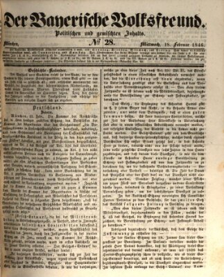 Der bayerische Volksfreund Mittwoch 18. Februar 1846