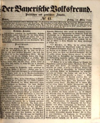 Der bayerische Volksfreund Freitag 13. März 1846