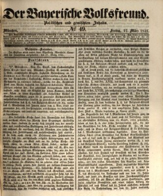 Der bayerische Volksfreund Freitag 27. März 1846