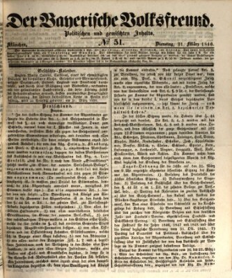 Der bayerische Volksfreund Dienstag 31. März 1846