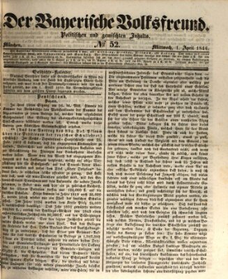 Der bayerische Volksfreund Mittwoch 1. April 1846