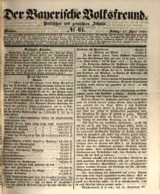 Der bayerische Volksfreund Freitag 17. April 1846