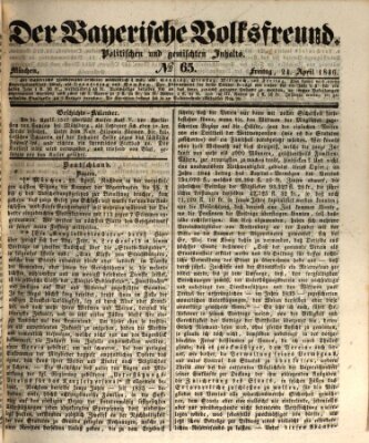 Der bayerische Volksfreund Freitag 24. April 1846