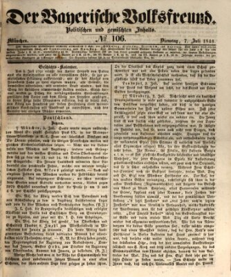 Der bayerische Volksfreund Dienstag 7. Juli 1846