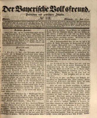 Der bayerische Volksfreund Mittwoch 15. Juli 1846