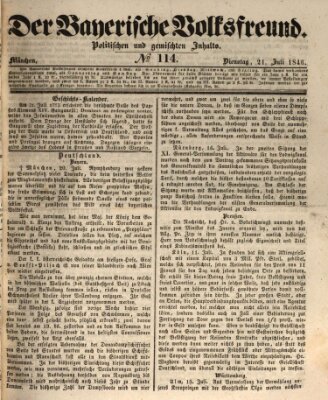 Der bayerische Volksfreund Dienstag 21. Juli 1846