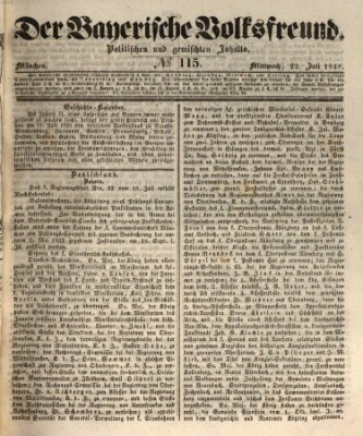 Der bayerische Volksfreund Mittwoch 22. Juli 1846